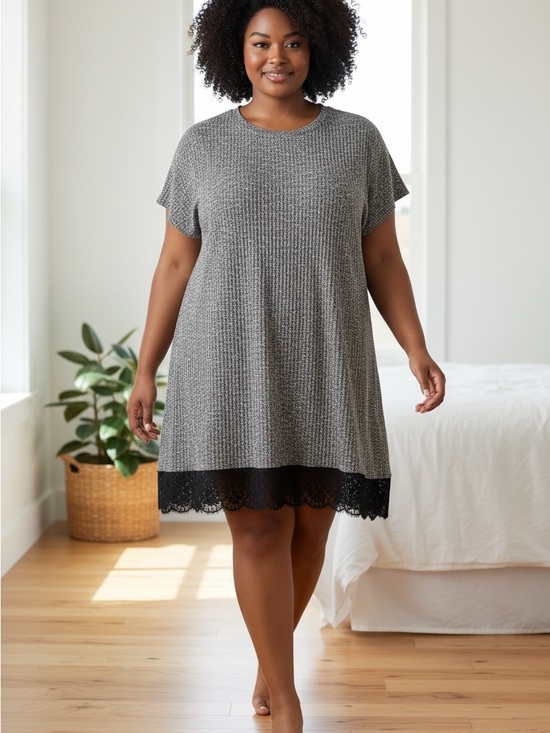 torrid Other - torrid Size 3X Gray Ribbed Knit Nightgown with Black Lace Trim